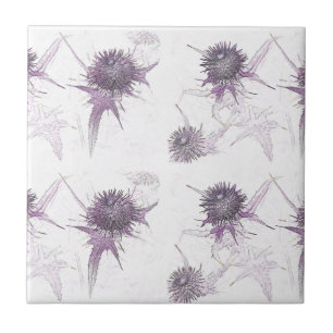 Purple thistle nature design tile