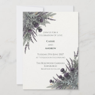 Purple Thistle Scottish Wedding Invitation