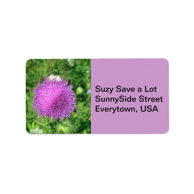 Purple Thistle Wildflower Label (Front)