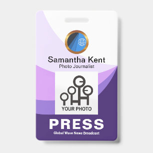 Purple Tidal Wave Curvature Press Photo Template ID Badge