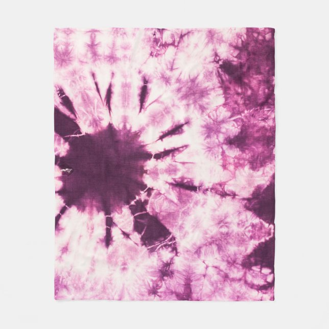 Purple Tie Dye Batik Texture Fleece Blanket (Front)