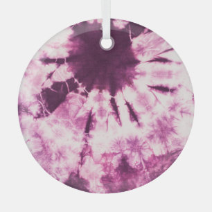 Purple Tie Dye Batik Texture Glass Tree Decoration