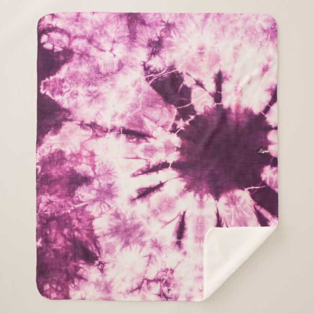 Purple Tie Dye Batik Texture Sherpa Blanket (Front)
