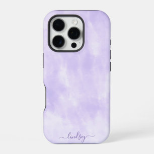 Purple Tie Dye Calligraphy Personalised Name iPhone 16 Pro Case