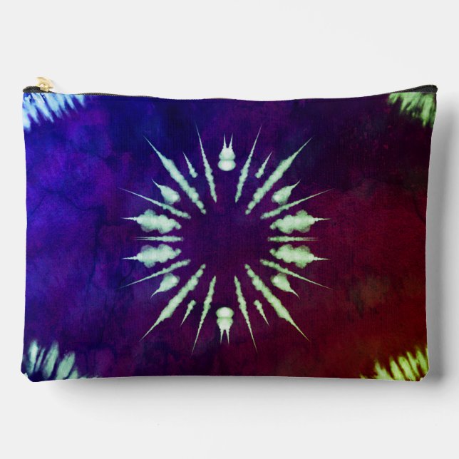 Purple Tie Dye Large Accessory Pouch (Front)
