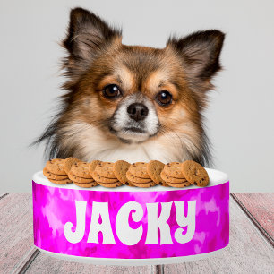 Purple Tie Dye Personalised Dog or Cat Name Bowl