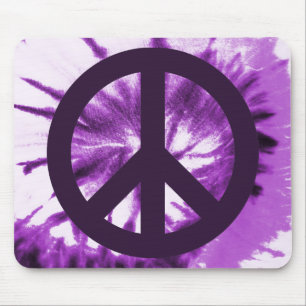 Purple Tie-Dye with Peace Symbol Mouse Pad