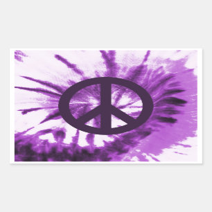 Purple Tie-Dye with Peace Symbol Rectangular Sticker