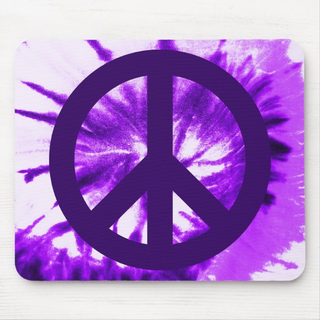 Purple Tie-dyed Peace Symbol Mouse Pad (Front)