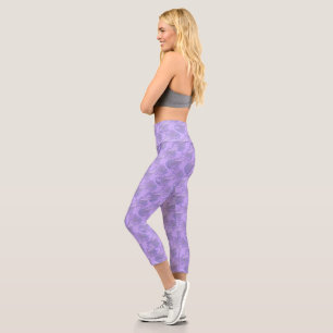 Purple Tiger Pattern Capri Leggings