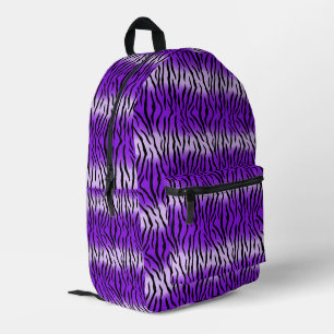 Purple tiger print printed backpack
