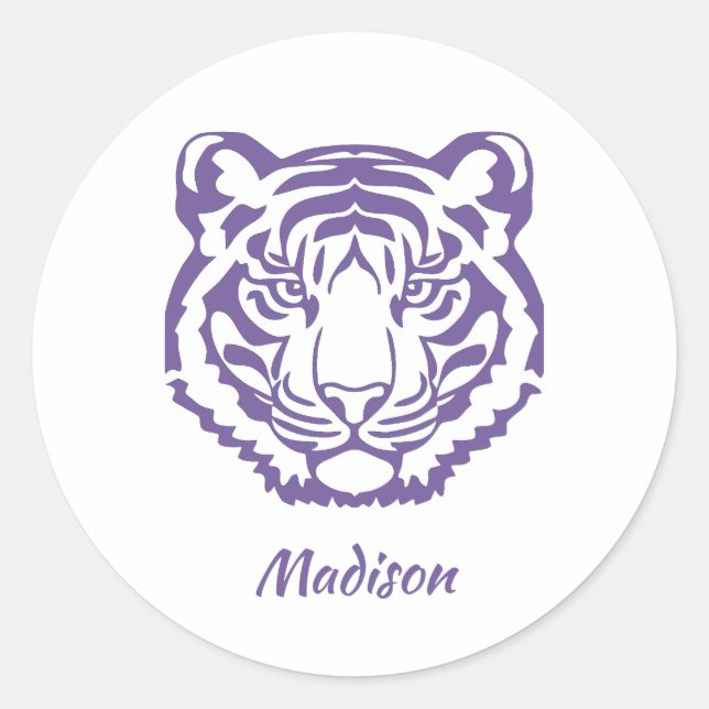 Purple Tiger School Mascot Sticker (Front)
