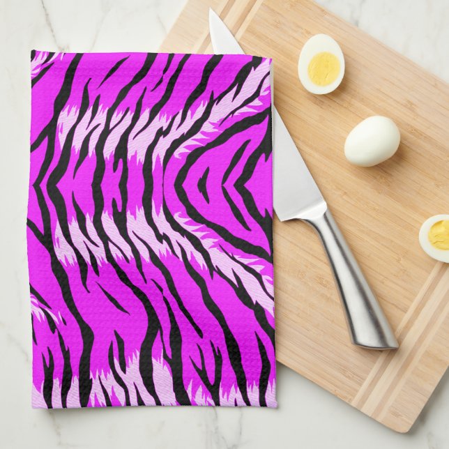 Purple Tiger Skin Pattern Design  Tea Towel (Quarter Fold)