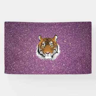 Purple Tiger with Glitter Background Banner