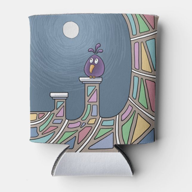  Purple Tiki Bird with full moon  Can Cooler (Front)