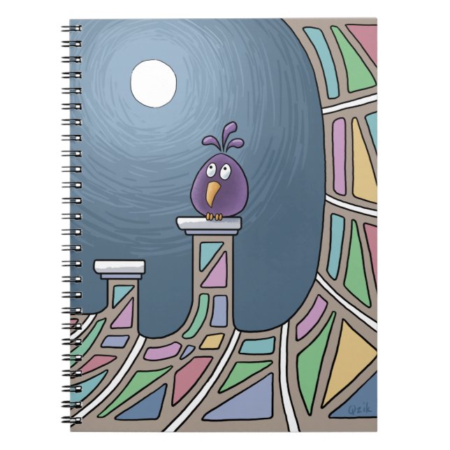 Purple Tiki Bird with full moon Notebook (Front)