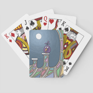 Purple Tiki Bird with full moon Playing Cards