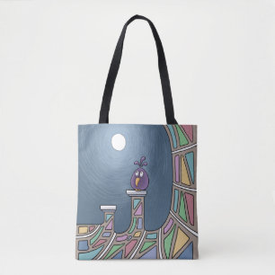 Purple Tiki Bird with full moon Tote Bag