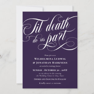 Purple Til Death Do Us Part Elegant Goth Wedding Invitation