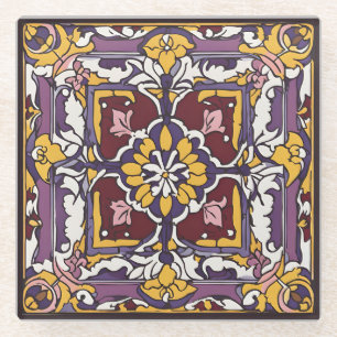 Purple Tile  Glass Coaster