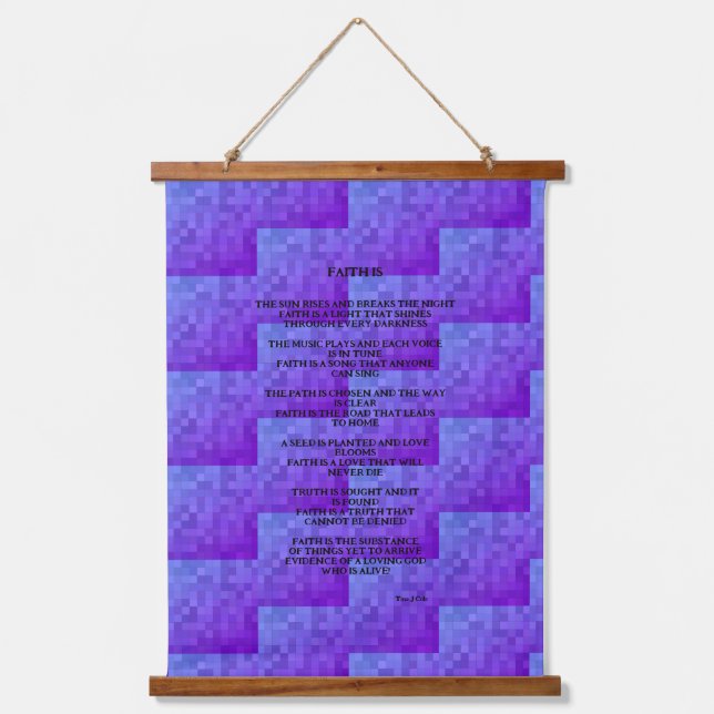 Purple Tile Pattern 'Faith Is' Poem Hanging Tapestry (Front)