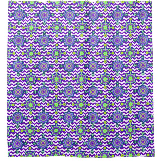 Purple Tiled Pattern Shower Curtain (Front)