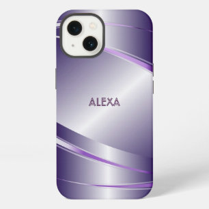 Purple Tint Stainless Steel Metalli Look- Monogram iPhone 13 Case