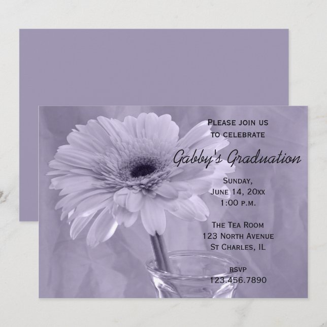 Purple Tinted Daisy Graduation Party Invitation (Front/Back)