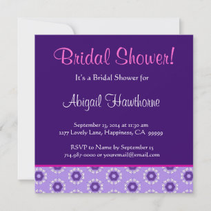 Purple Tiny Flowers Square Bridal Shower Invitation