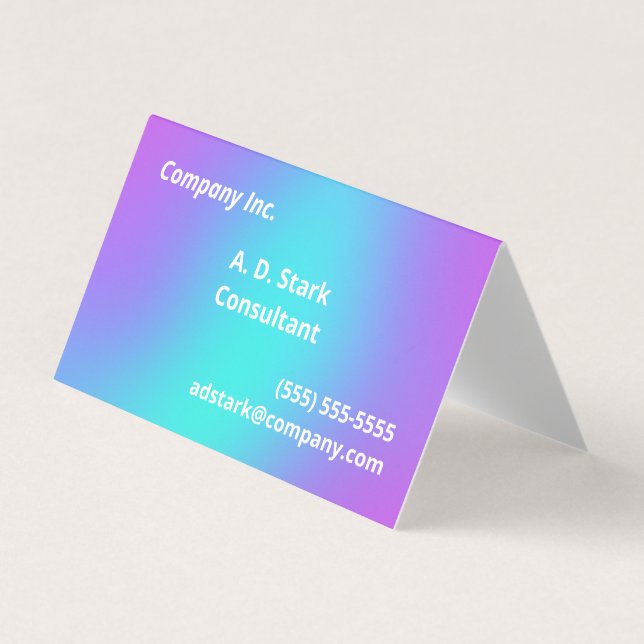 Purple to Teal Gradient Folded Business Cards (Front)