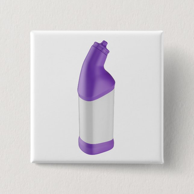 Purple toilet cleaner bottle with blank label 15 cm square badge (Front)