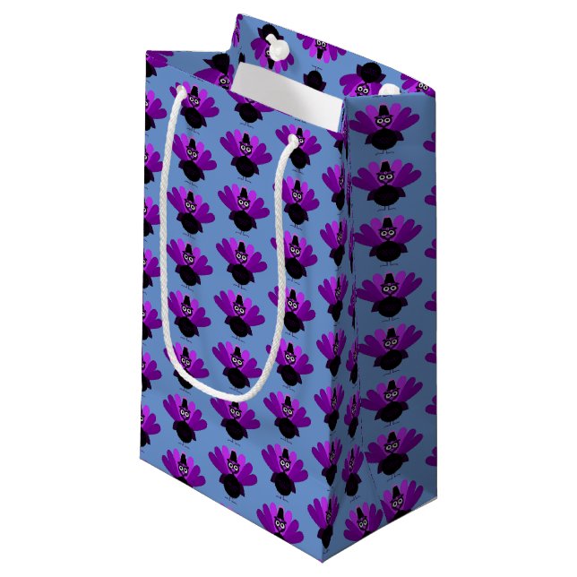 Purple Tom Turkey Small Gift Bag (Front Angled)