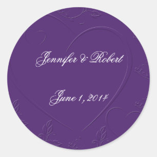 Purple Tone on Tone Linked Hearts Envelope Seal