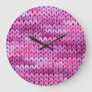 Purple Tones Knitted Fabric Texture Large Clock