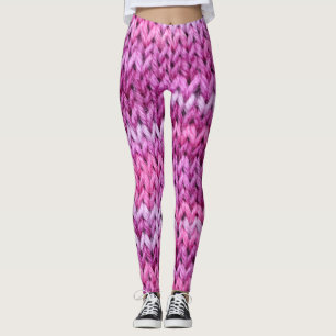 Purple Tones Knitted Fabric Texture Leggings