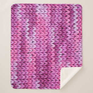 Purple Tones Knitted Fabric Texture Sherpa Blanket