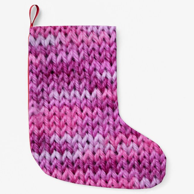 Purple Tones Knitted Fabric Texture Small Christmas Stocking (Front)