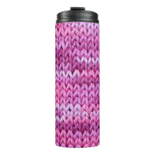 Purple Tones Knitted Fabric Texture Thermal Tumbler