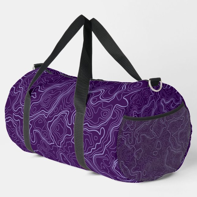 Purple Topography Pattern Duffle Bag (Right Corner)