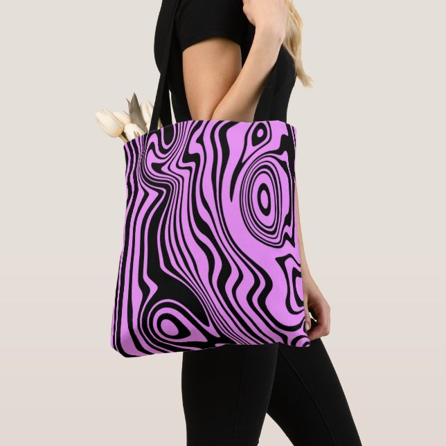 Purple Tote Bag Waves Pattern - Choose Colour (Close Up)