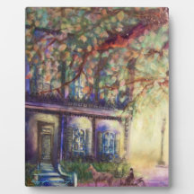 Purple Townhouse art plaque with easel