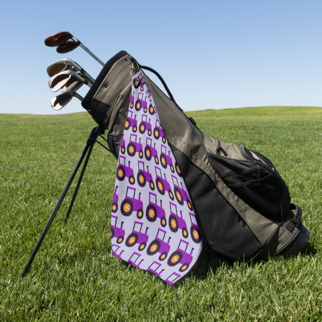 Purple Tractor Design Any Colour Background Golf Towel (Green)