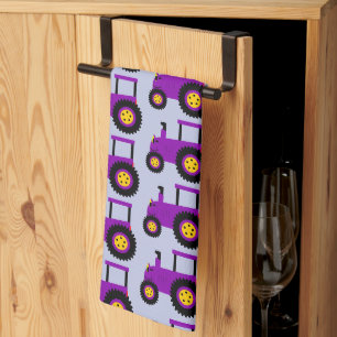 Purple Tractor Design Any Colour Background Tea Towel