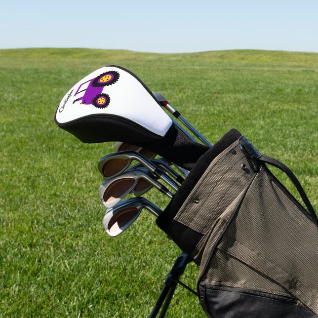 Purple Tractor Design Golf Head Cover (In Situ)