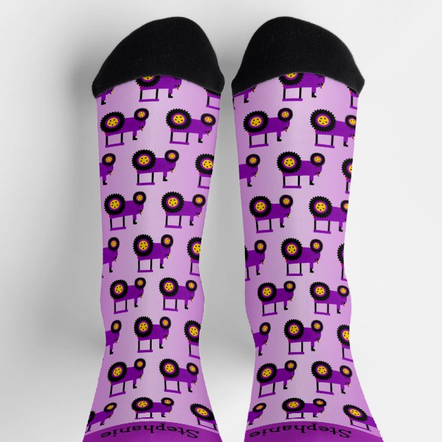 Purple Tractor Design Personalised Socks (Top)