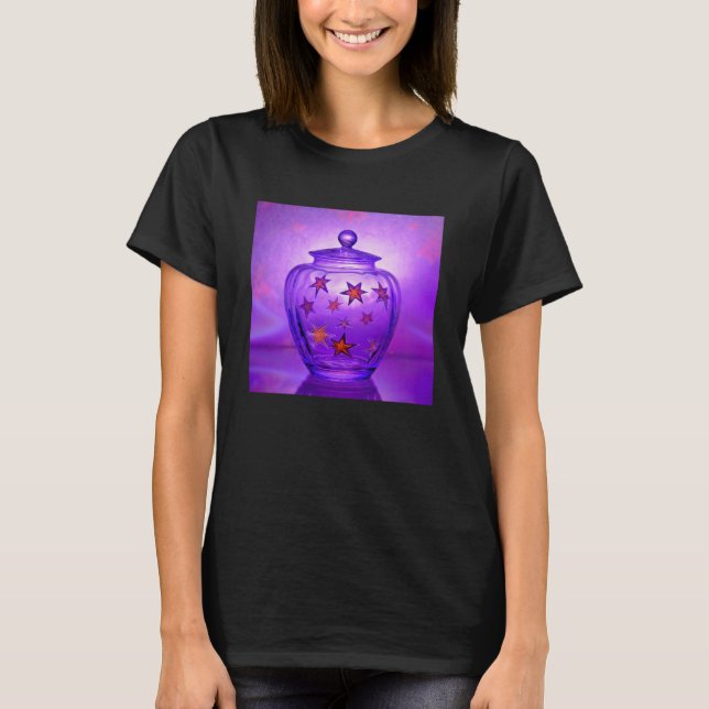 Purple Transparent Glass Vase With Gold Stars T-Shirt (Front)
