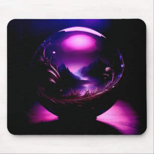 Purple Transparent Globe With Mountain Landscape Mouse Pad