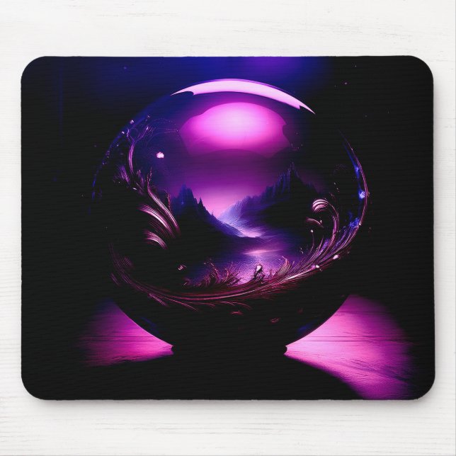 Purple Transparent Globe With Mountain Landscape  Mouse Pad (Front)