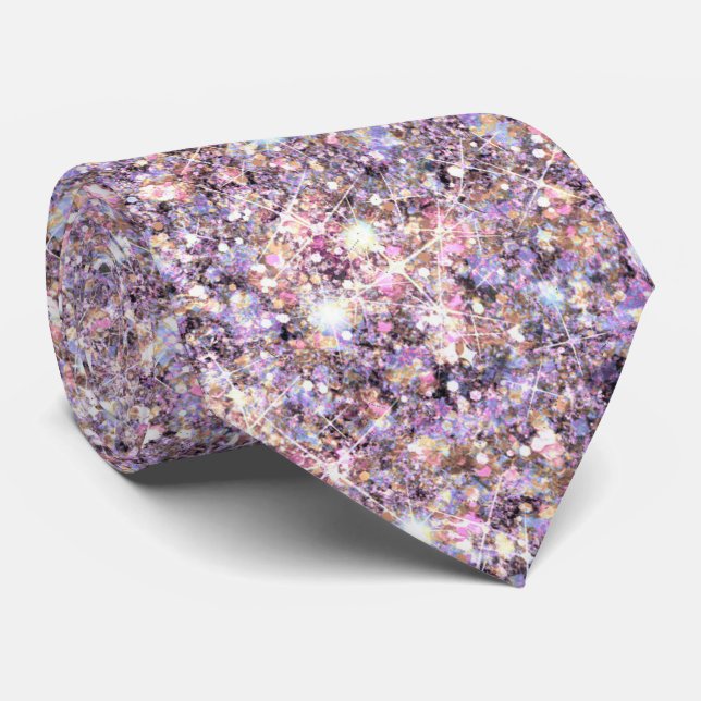 Purple Treasure Mermaid Glitter Neutral Tones Tie (Rolled)
