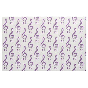 Purple Treble Clef Pattern Fabric